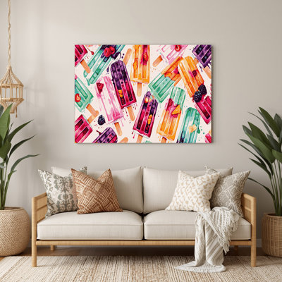 Desserts, fruits, pops, art mural en métal blanc