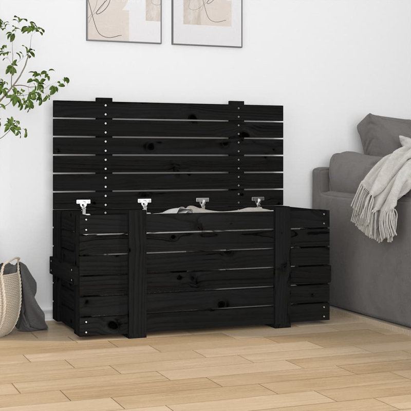 Marlow Home Co. Graball 91cm W Pine Solid Wood Deck Box, Black