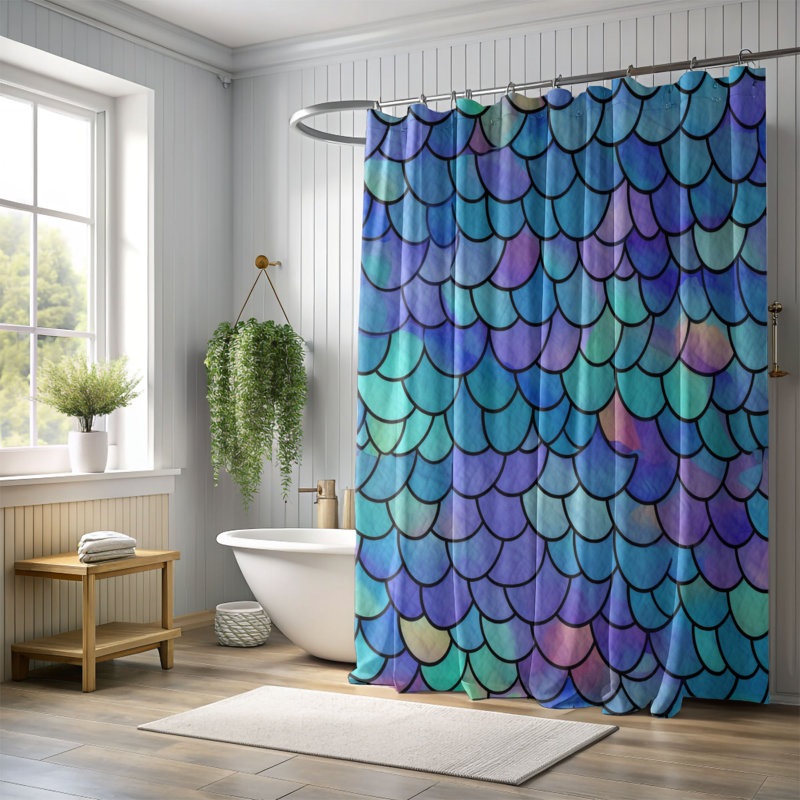 Rideaux de douche standards 1 pièce, H 74 po x l 71 po, Ocean Blue