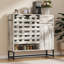 Armoire de style campagnard 44,3 po avec rangement, console de bar avec rangement, armoire de rangement rustique avec portes en treillis arquées et tiroir pour le salon, la cuisine et l'entrée, blanc rétro