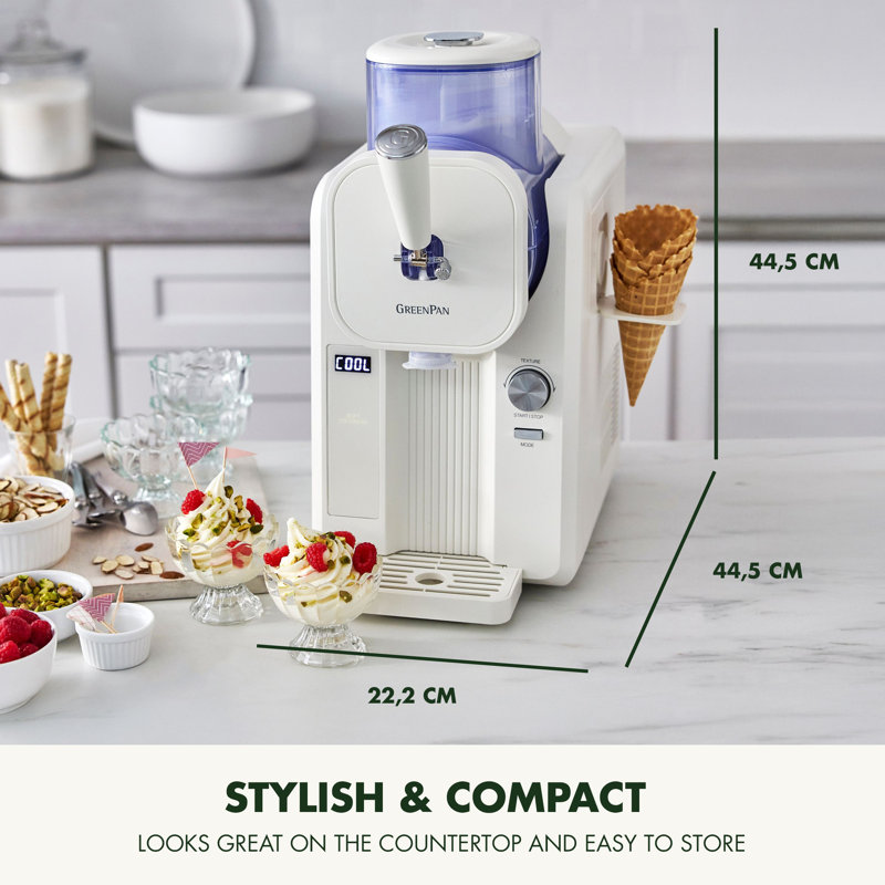 GreenPan Frost Soft Serve Ice Cream and Slushie Maker, Cream White