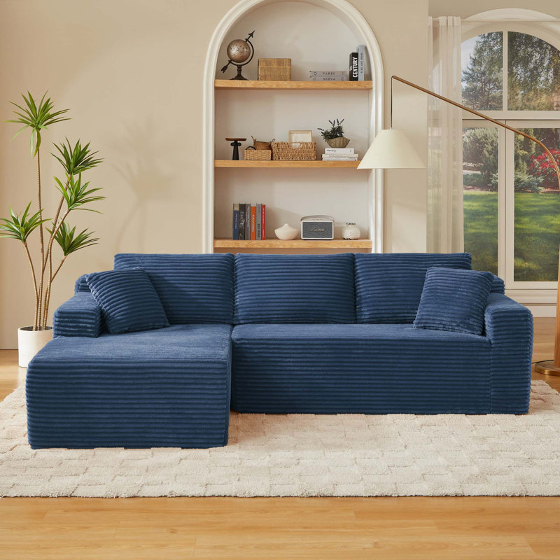 Cloud Sectional Sofa with Deep Seat and No Assembly Required, Blue