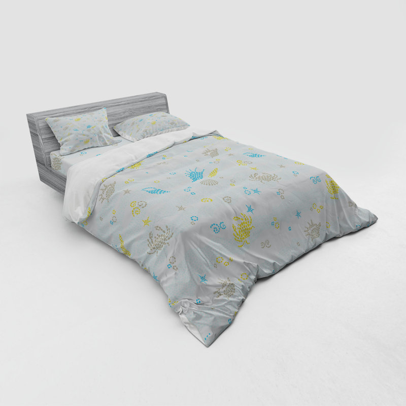 Crabs Coastal Polyester Duvet Cover, Queen Duvet Cover + 3 Additional Pieces