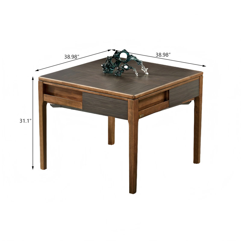 Solid Wood Retro Multi-Functional Automatic Dining & Mahjong Table for Chinese Rules