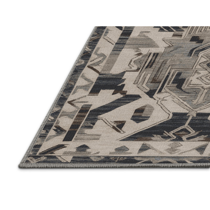 Tapis turc gris lavable à la machine, Rectangulaire 2 pi x 3 pi