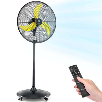 24'' Outdoor Oscillating Pedestal Fan With Remote Control,Quiet Eco BLDC Motor, 6000CFM, 4-Speed, Waterproof  Cooling Fan  for Patios, Garage, Warehouse