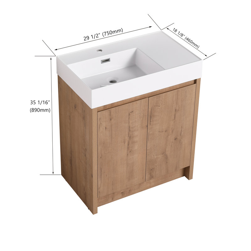 Joena 29.57'' Single Bathroom Vanity with Resin Top