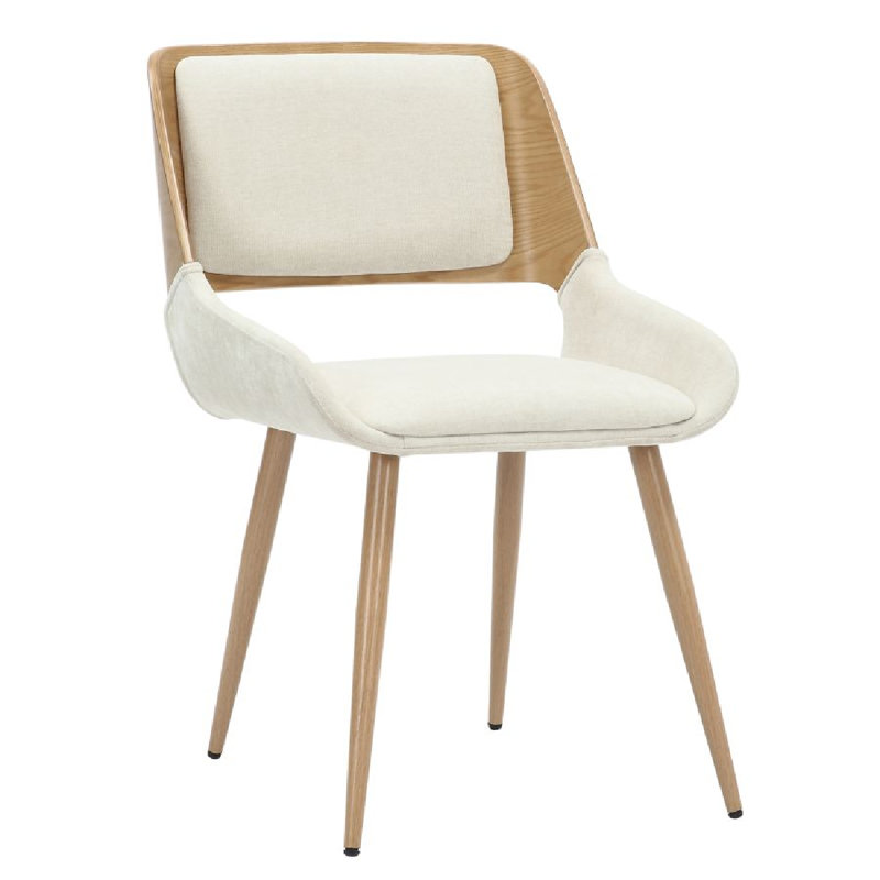 Mid-Century Modern Fabric Side Chair, Beige
