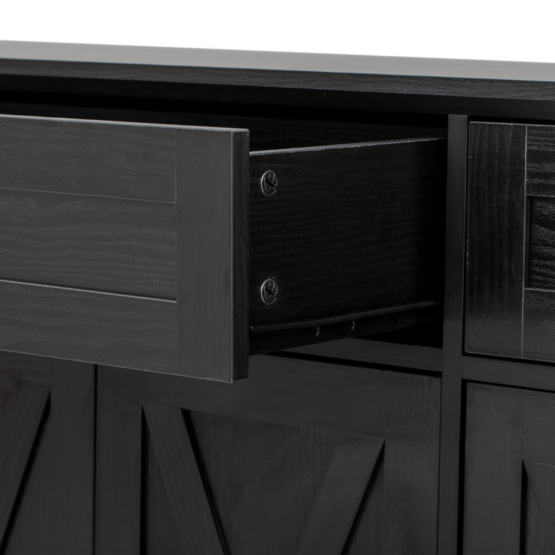 Buffet de cuisine Louie avec tablettes et tiroirs réglables, Noir