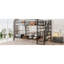 Lit mezzanine double en métal avec escalier, table de rangement basse et tablettes de rangement, noir-87490570