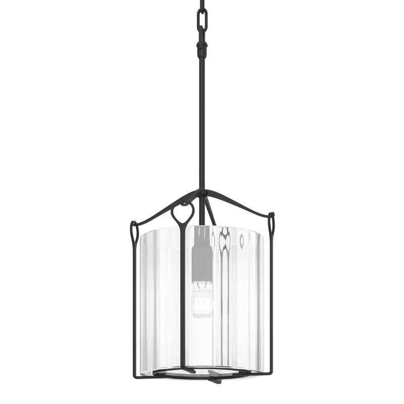 Bow 1 - Light Lantern Cylinder Pendant, Black, Clear