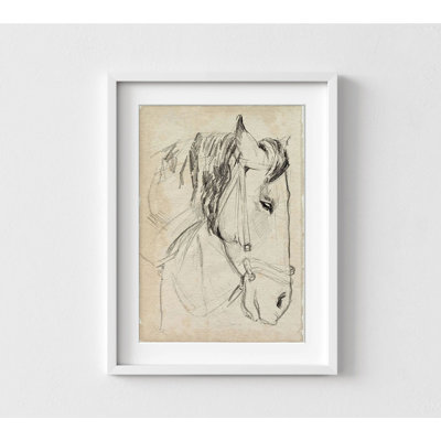 Horse In Bridle Sketch I By Jennifer Parker, Farm Magdalena Drawings, Equine Art Print, Rodeo Magdalena Sketch, Horse Art Print, Cowgirl Wall Art