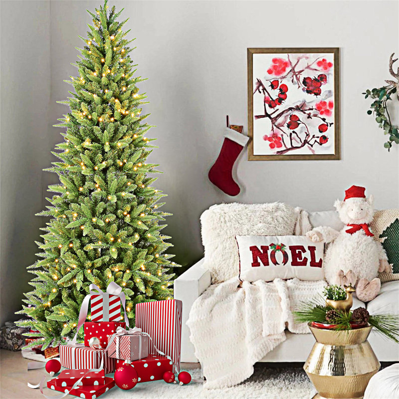 Arbre de Noël mince avec support en métal, 6', Illuminée