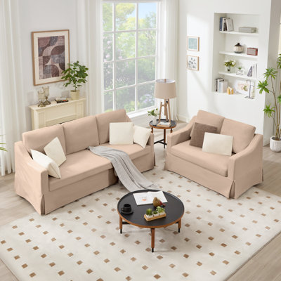 2-Piece Farmhouse Slipcovered Sofa Set