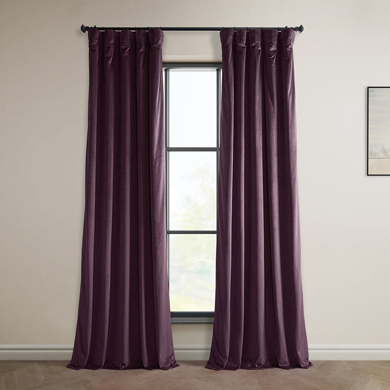 Matra Room Darkening Rod Pocket Single Curtain Panel, 50" W x 96" L, Winter Plum