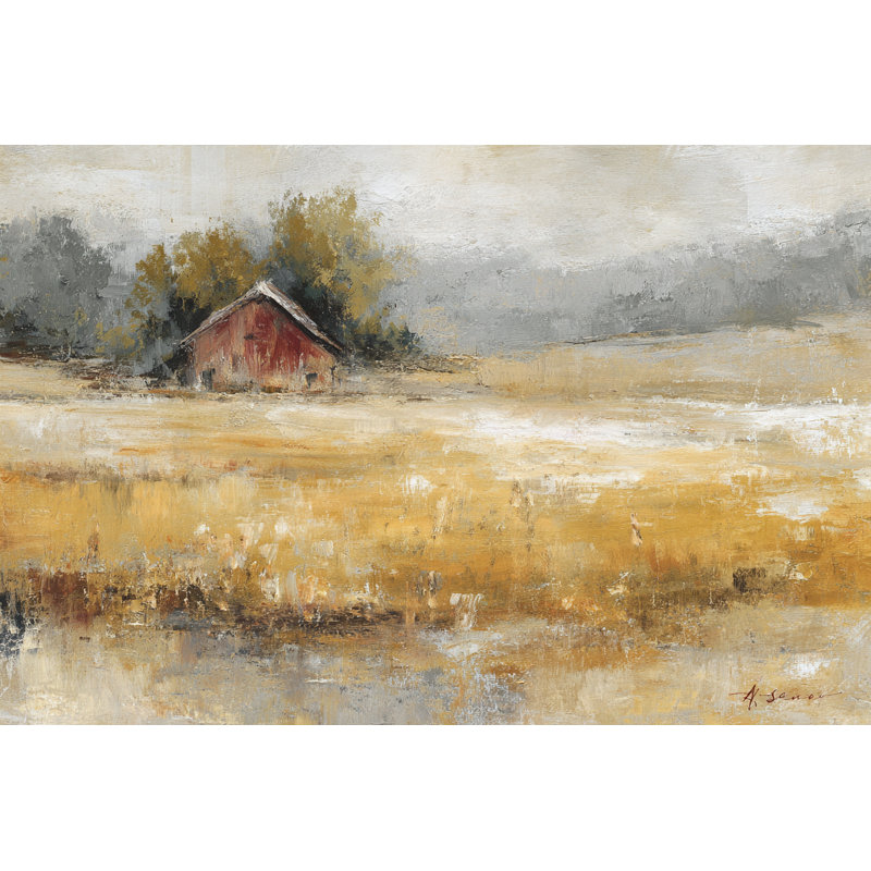 «Open Prairie Shelter», art mural sur toile tendue paysage de campagne, 24"H x 36"W x 1.5"D