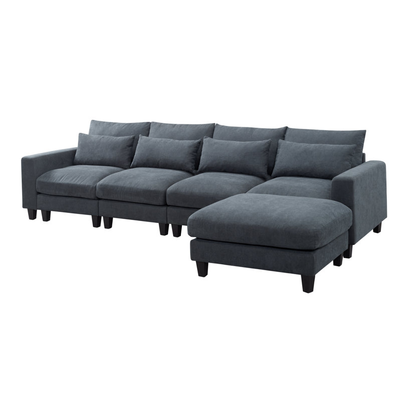Canapé modulaire 5 pièces rembourré, Mélange de polyester gris foncé