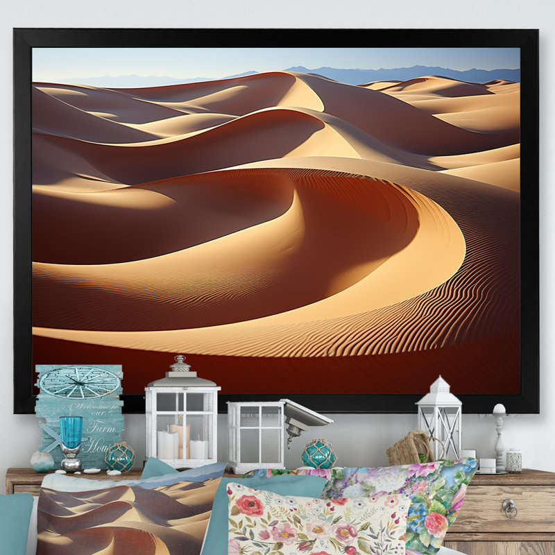 Desert Sand Bliss II sur toile, Cadre simple noir, H 12 po x l 20 po x P 1 po