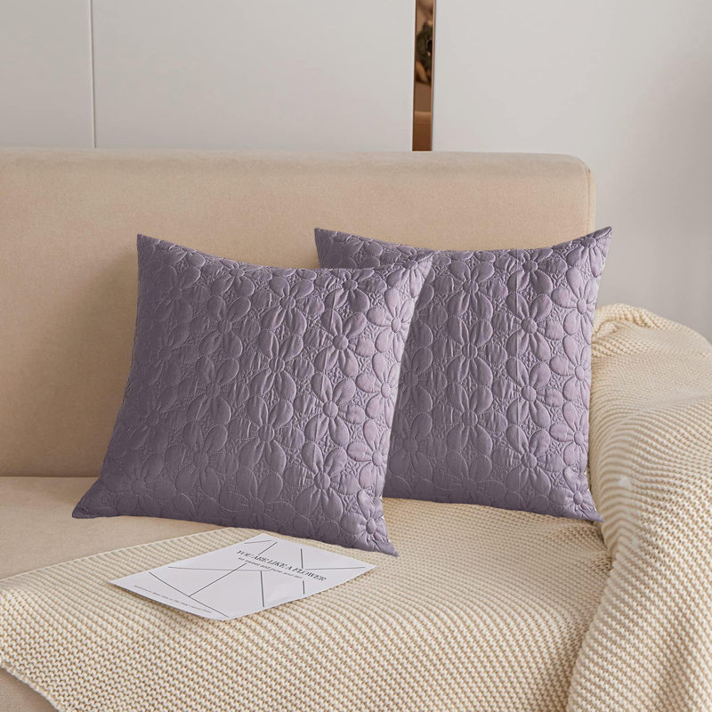 Housses de coussin floral matelassées (ensemble de 2), 24" X 24", gris