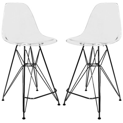 Tabouret de bar Bagimont ergonomique avec dossier incurvé, siège en acrylique résistant aux égratignures et structure en acier