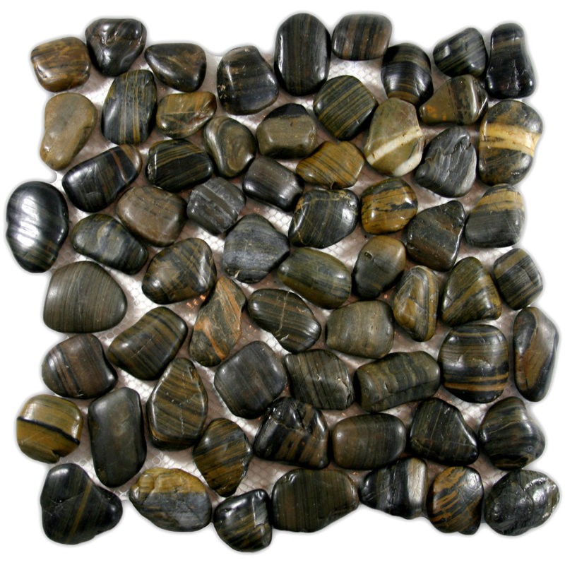 Tuile de galet Tigris 12 x 12 en carton poli, carton de 11 feuilles, Tiger Eye - Carton of 11 Sheets (11 Sq Ft)