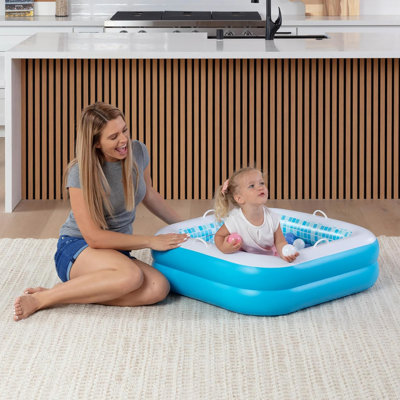 Piscine gonflable carrée de 34 po pour bébés et tout-petits de 1 à 3 ans, un essentiel multifonctionnel pour jouer en été