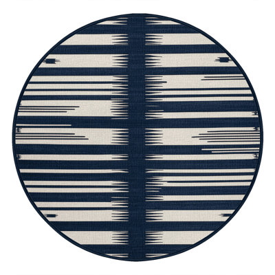  Tapis lavable rayé blanc marine