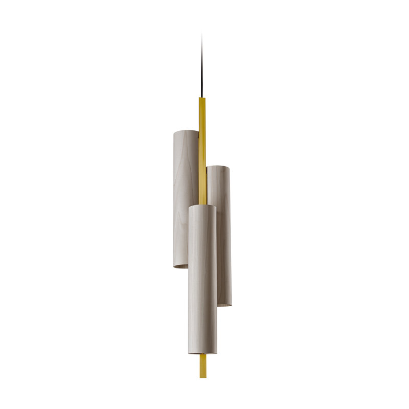 Black Note 3 - Light LED Pendant, Natural Beech, Gold