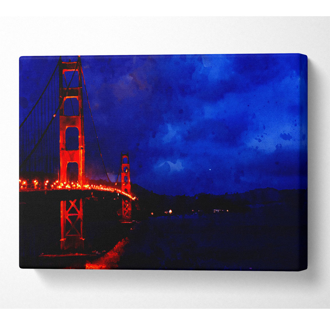 Golden Gate Bridge Rote Lichter - Leinwanddrucke auf Leinwand