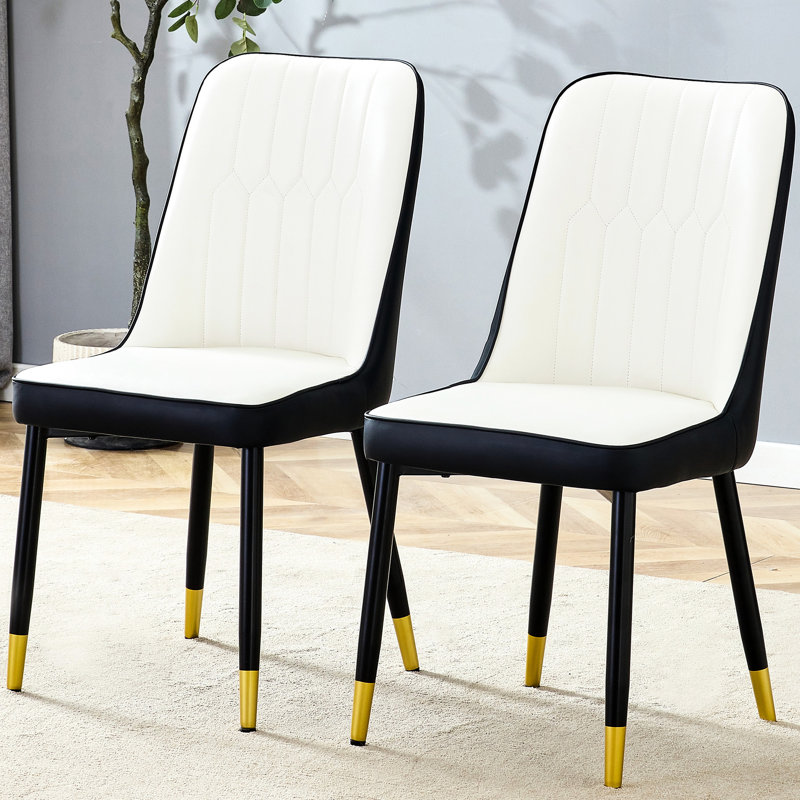 Chaise moderne à deux tons de 2 - blanc et noir avec pieds dorés pour un look contemporain, 2