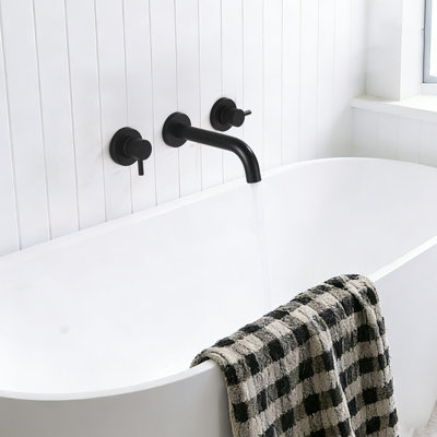 High Flow 2-Handle Wall-Mounted Stainless Steel Tub Filler With Rough-In Valve