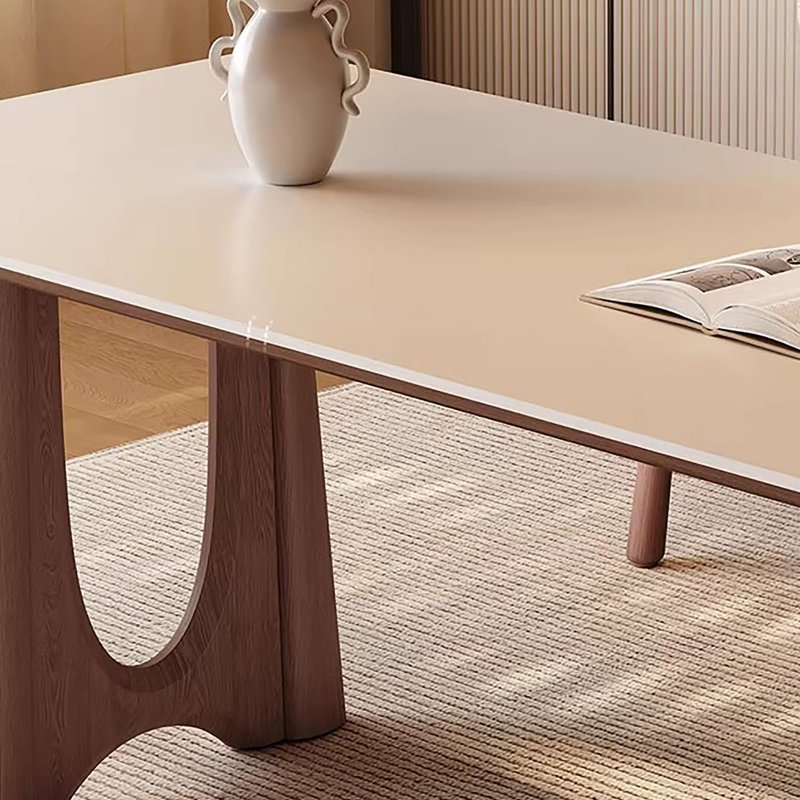 Table Mid-Century blanche en pierre frittée mate, H 29,5 po x L 55,1 po x l 31,5 po