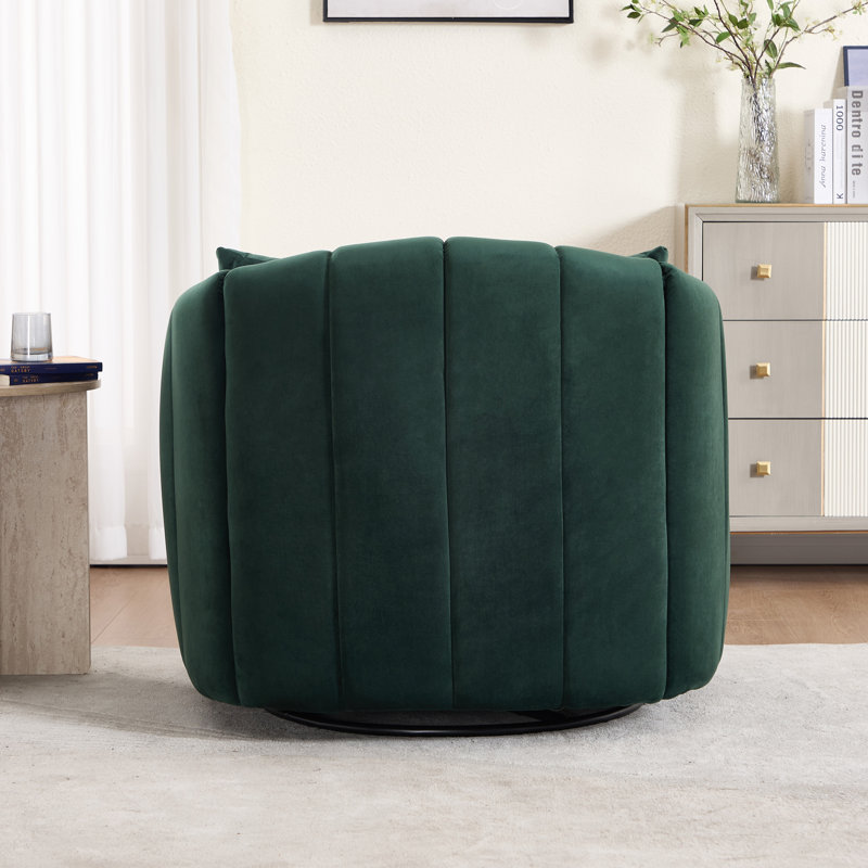 40.2"W Modern Swivel Accent Chair, Velvet Single Sofa Chair With Pillows (Set of 2), Green
