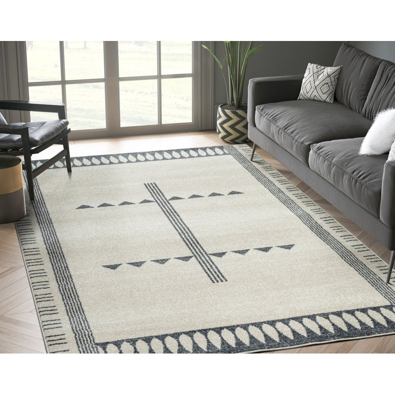 Tapis à motif géométrique crème Galey, Rectangle 7 pi 9 po x 10 pi 2 po