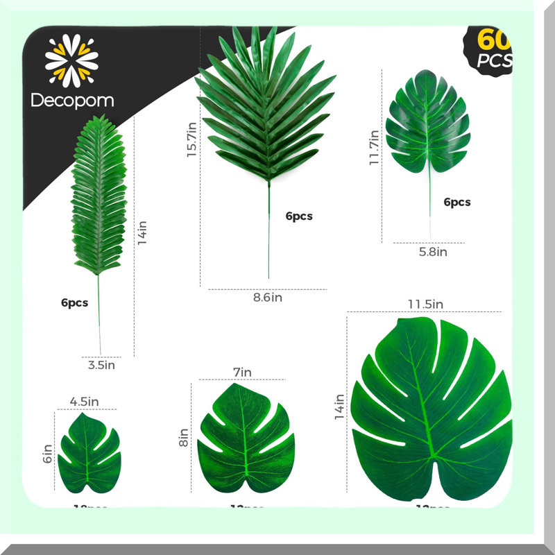 Artificial Palm Leaves for Decorations and Parties