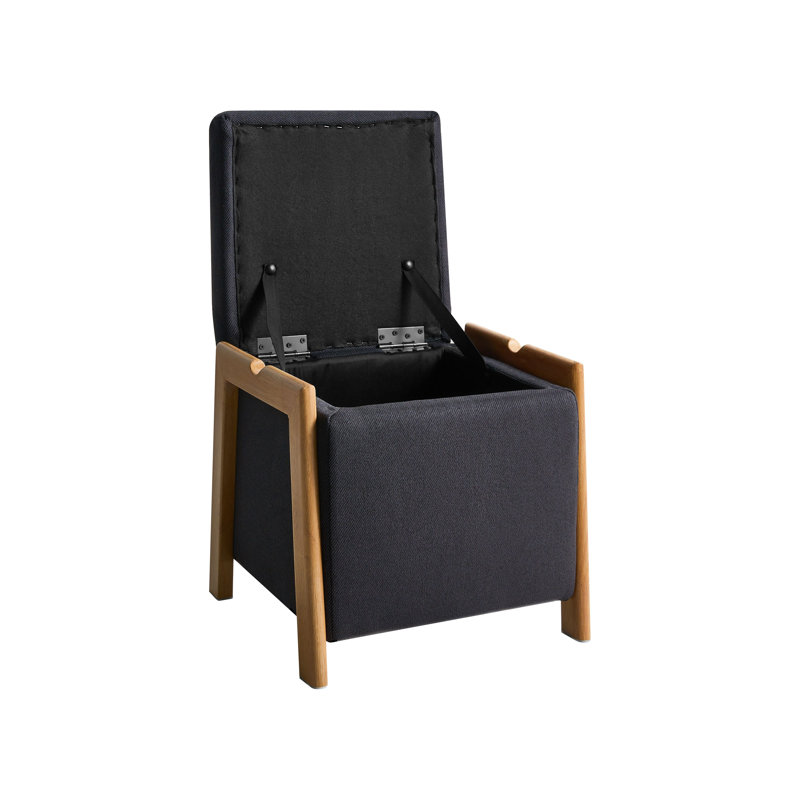 45cm Wide Square Solid Colour Pouffe Ottoman with Storage, Black