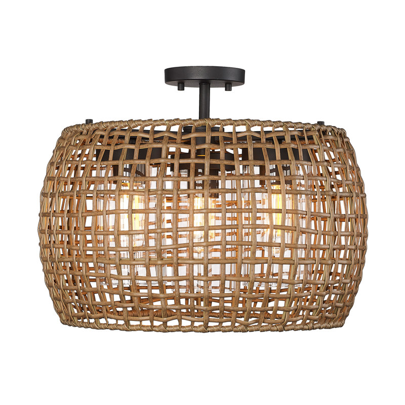 Golden Lighting Piper 3-light Outdoor Ceiling in Natural Black