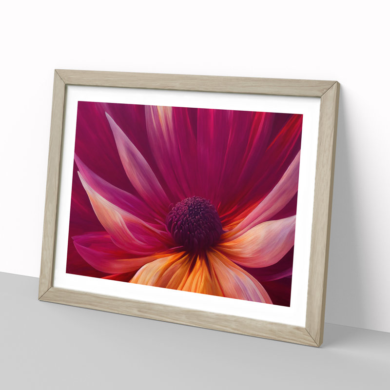 Popular Flower - Single Picture Frame Print, Oak, 46cm H x 64cm W x 2cm D