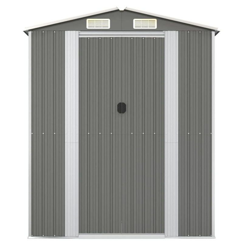 Galvanised Steel Apex Garden Shed, 223cm H X 192cm W X 108cm D, Light Grey