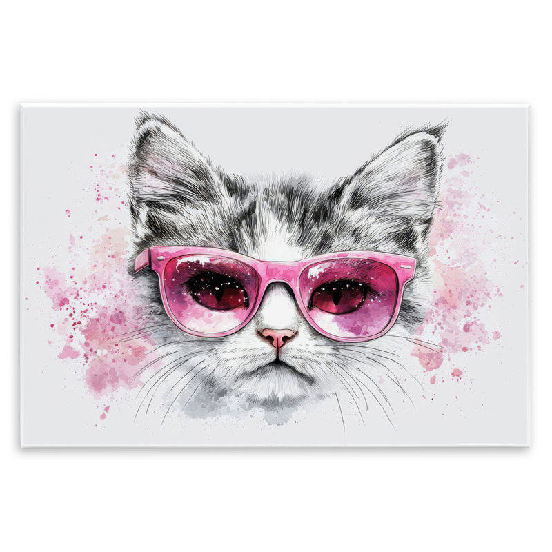 Plaque murale Cool Cat avec lunettes de soleil, design par LSR Creative Studio, H 10 po x l 15 po
