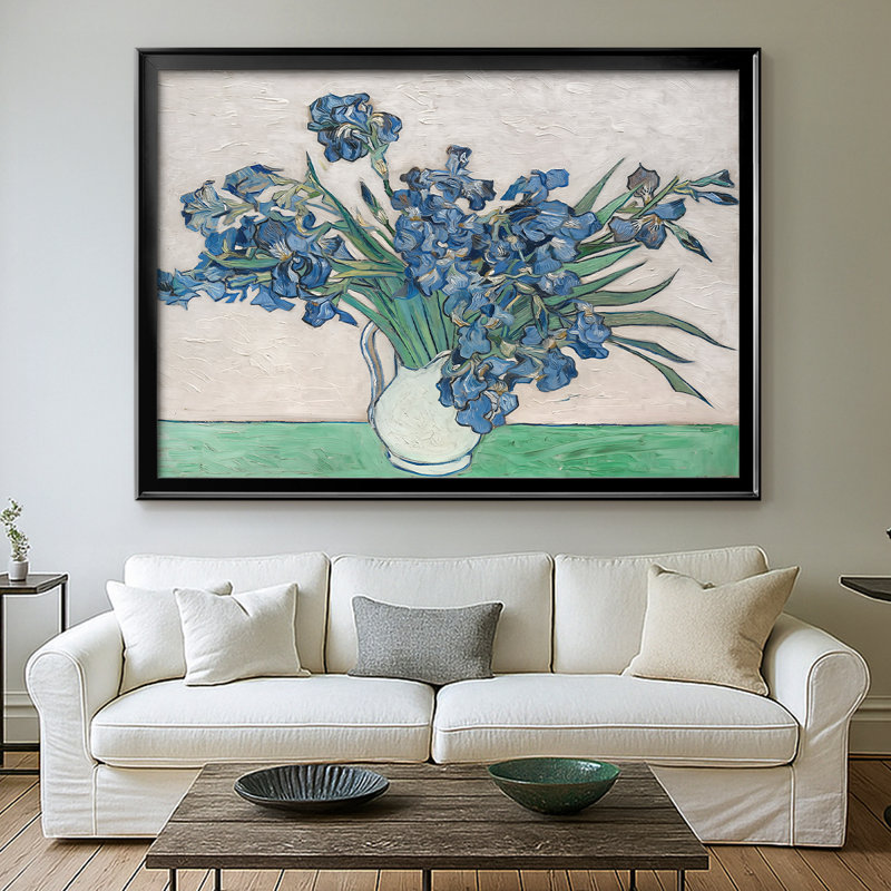 Irises - Vincent van Gogh - Toile tendue avec châssis, 1890, 30 x 5 x 42,5, Toile avec cadre, Noir