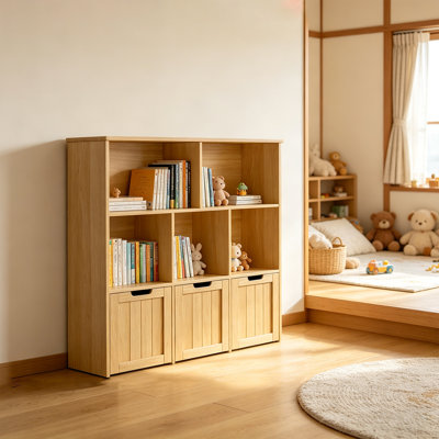 Bookcase With 3 Movable Storage Cabinet, Multifunctional Bookshelf For Living Room Bedroom Nursery