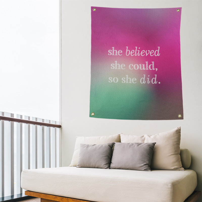 Polyester Tapestry, 80" H x 59" W, Fuchsia/Green