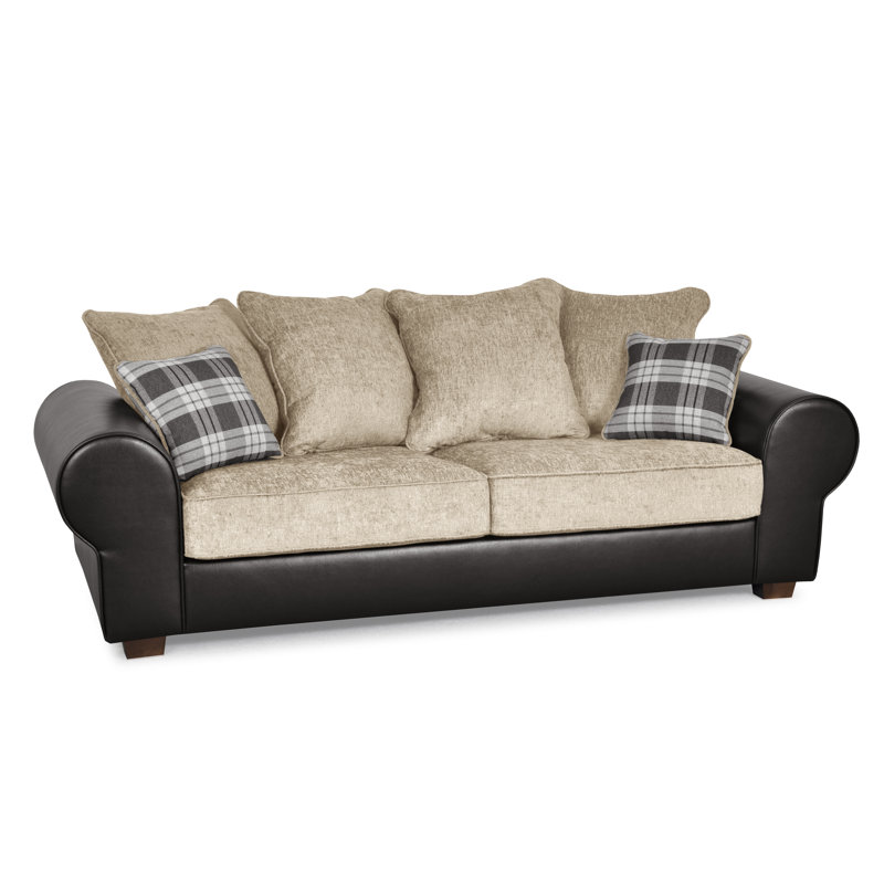 Rodrigez 3 Seater Chenille Sofa, Brown/Yellow