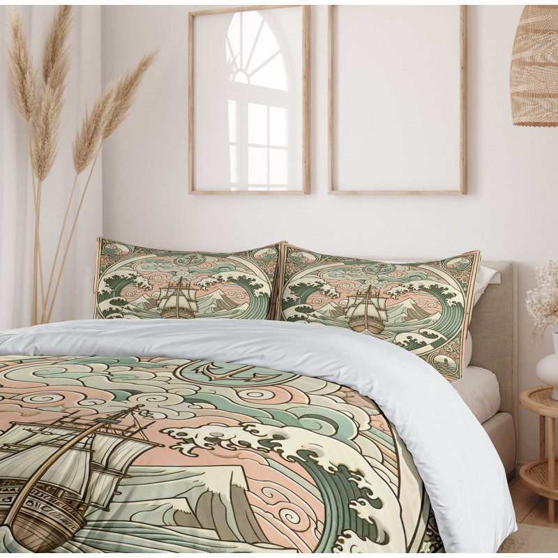 Nautical Duvet Cover, California King Duvet Cover + 2 Standard Shams