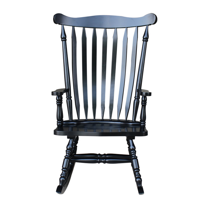 Solid Wood Rocking Chair, Antique Black
