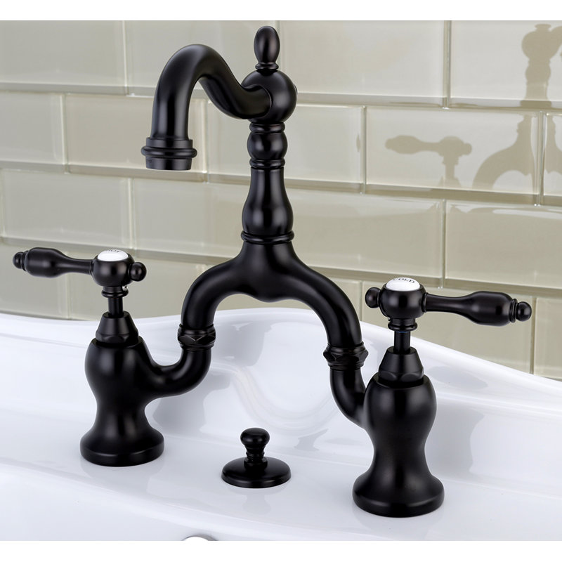Robinet de salle de bain pont à deux poignées et fixation sur le comptoir à 3 trous Kingston, Bronze huilé