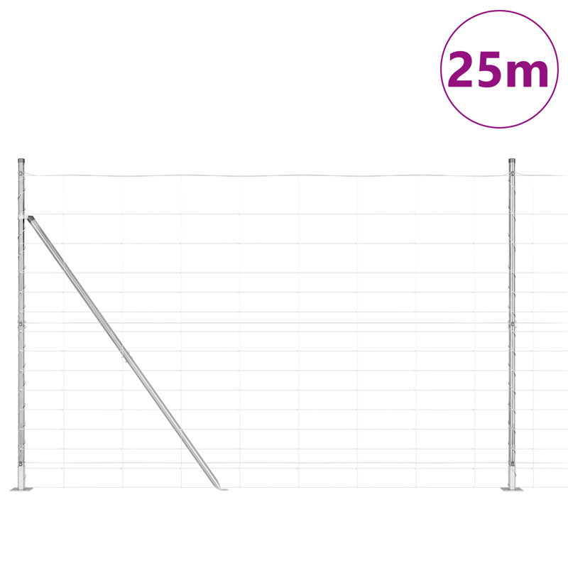 Vidaxl Field Fence Galvanised Steel, 160cm H x 2500cm W