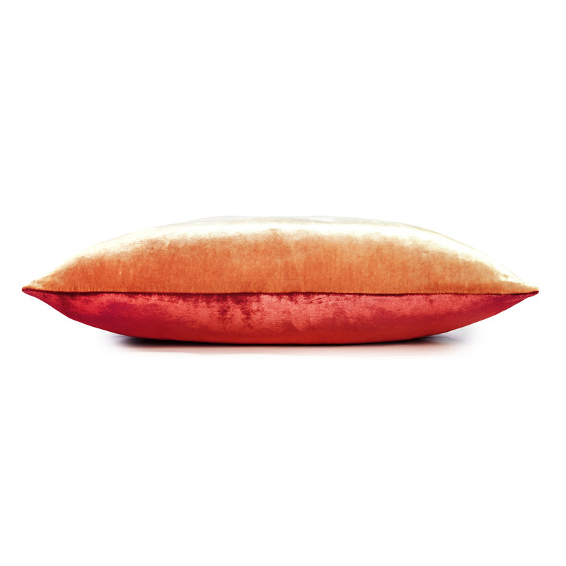 Two Tone Ombre Square Velvet Pillow Cover & Insert, 22" x 22", Wildberry/Mango