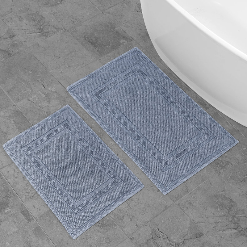 Bryson 100% Cotton Bath Rug, Washed Blue